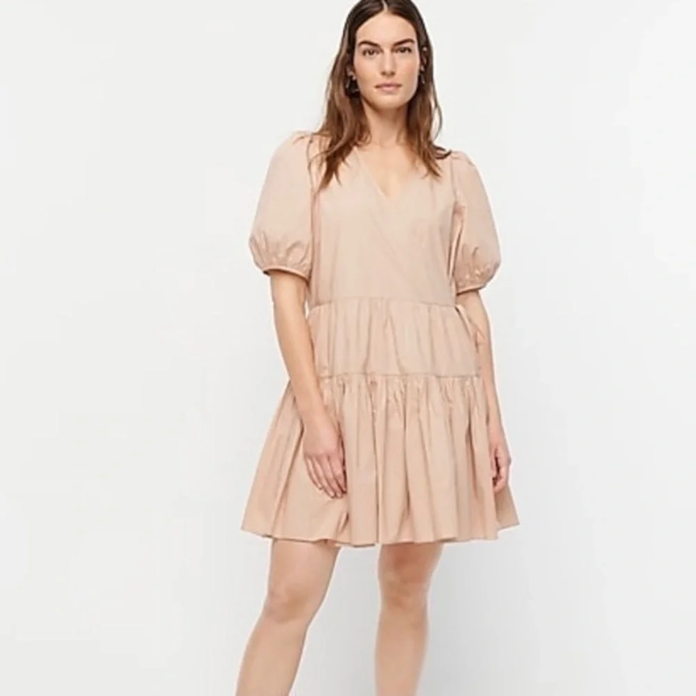 New J Crew Puff Sleeve Cotton Poplin Wrap Dress